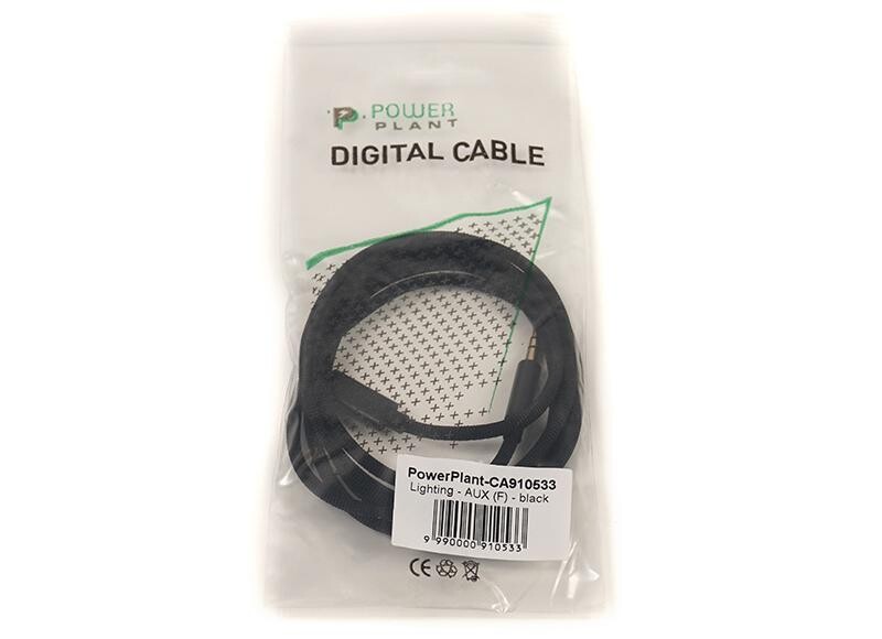 Кабель PowerPlant Lightning-AUX(M), 1.1м Black (CA910533)