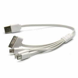 Кабель PowerPlant USB-microUSB-miniUSB-Lightning-Apple 30pin, 0.3м White (KABUSBALL)