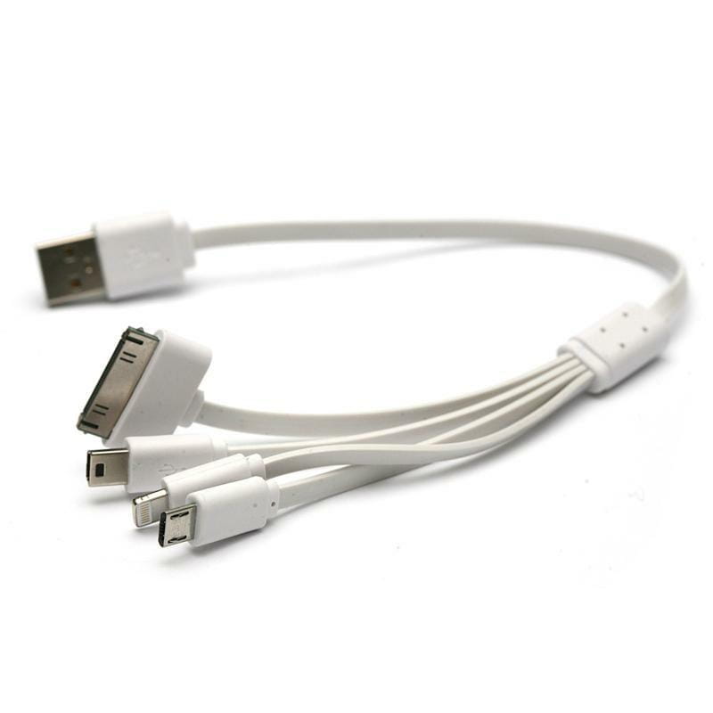Кабель PowerPlant USB - microUSB - miniUSB - Lightning - Apple 30pin, 0.3м White (KABUSBALL)