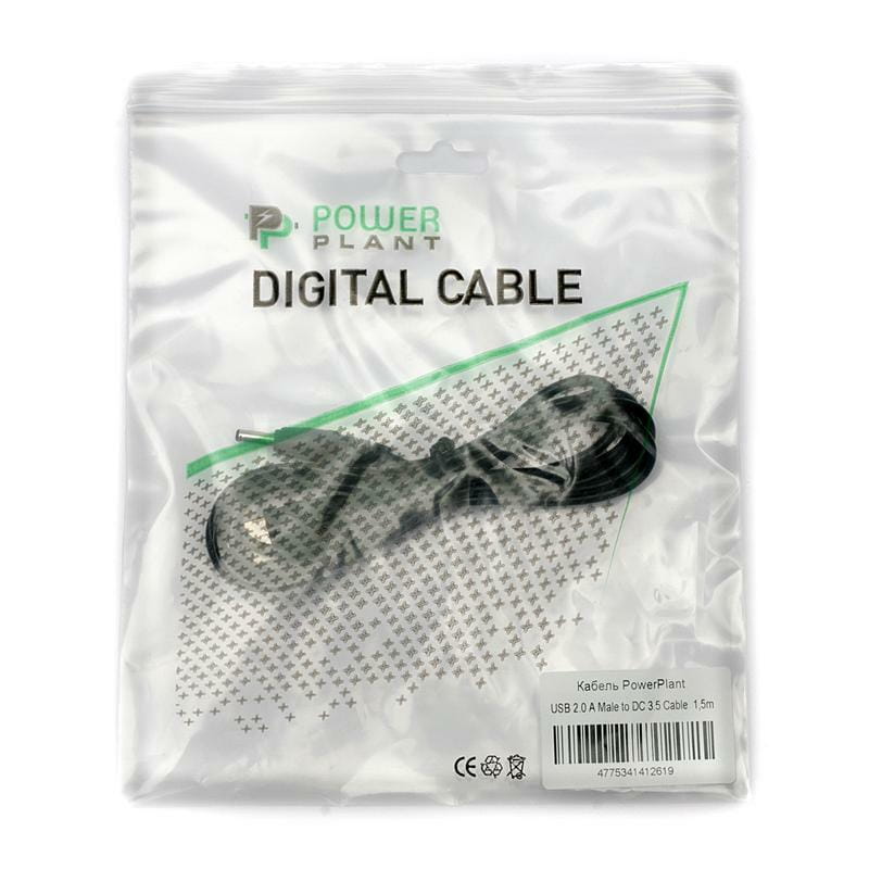 Кабель PowerPlant (KD00AS1261) USB2.0(AM)-DC 3.5, 1.5м, Black
