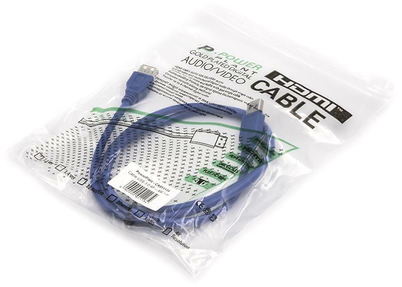 Кабель PowerPlant (CA911134) USB 3.0 AF - AM, 1м, синий