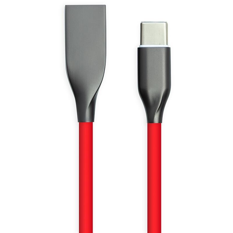Кабель PowerPlant USB-USB-C, 2м, силікон, Red (CA911394)