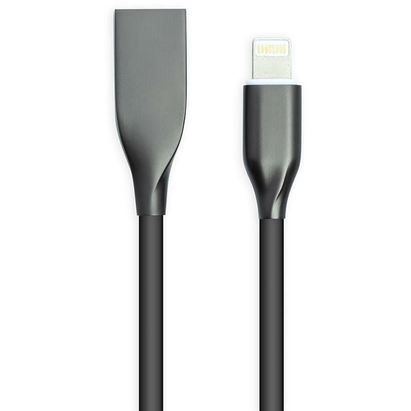 Кабель PowerPlant USB-Lightning, 1м, силикон, Black (CA911790)