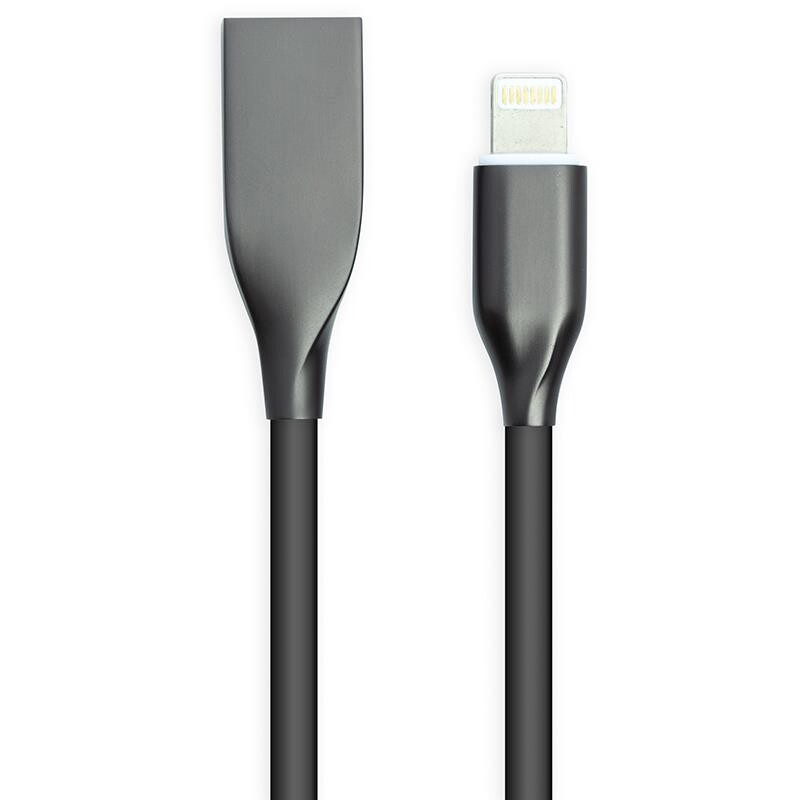 Кабель PowerPlant USB-Lightning, 1м, силікон, Black (CA911790)