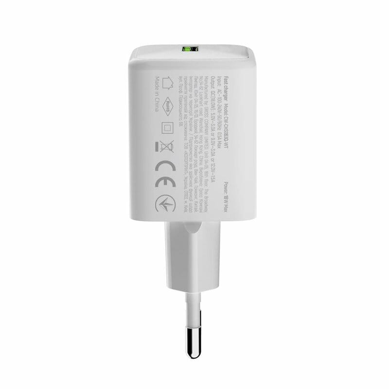 Мережевий зарядний пристрій ColorWay 1USB Quick Charge 3.0 (18W) V2 White (CW-CHS063Q-WT)