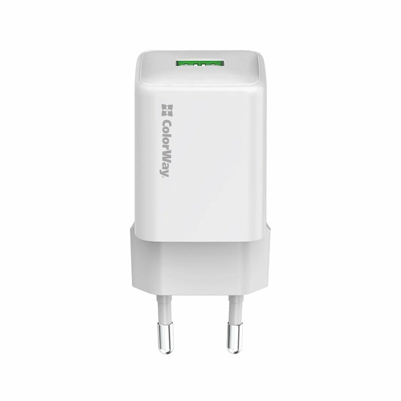 Мережевий зарядний пристрій ColorWay 1USB Quick Charge 3.0 (18W) V2 White (CW-CHS063Q-WT)