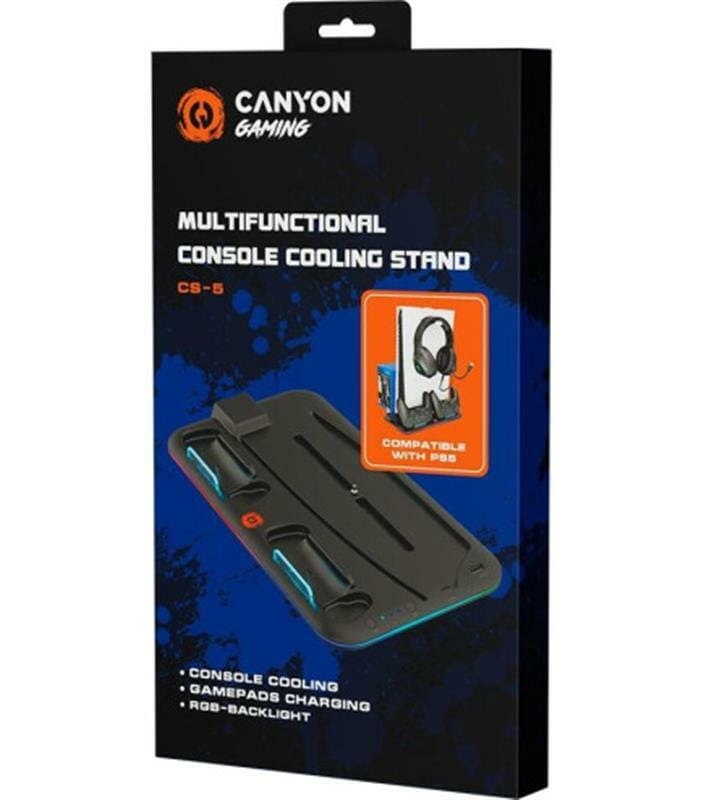 Мультифункціональна зарядна підставка Canyon CS-5 для PS5 Black (CND-CSPS5B)