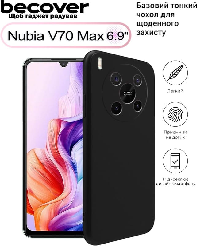 Чохол-накладка BeCover для Nubia V70 Max Black (713564)