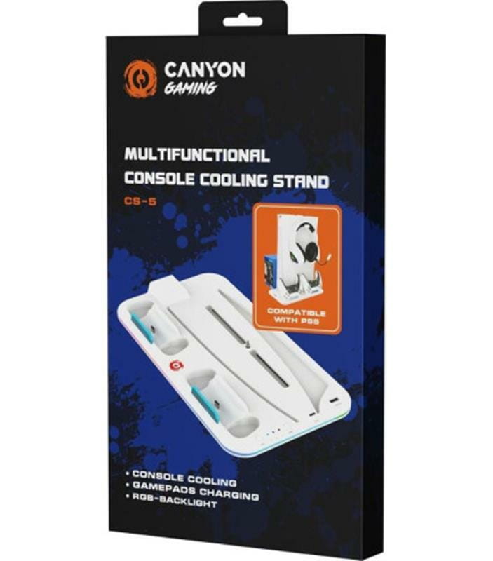 Мультифункциональная зарядная подставка Canyon CS-5 для PS5 White (CND-CSPS5W)