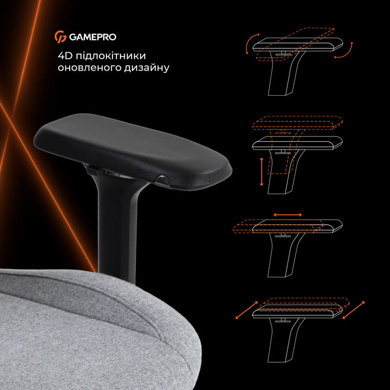 Крісло для геймерів GamePro GC925G Fabric Grey
