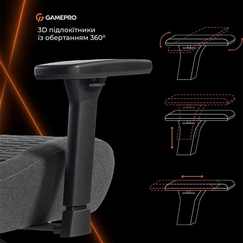 Крісло для геймерів GamePro GC760DG Fabric Dark Gray
