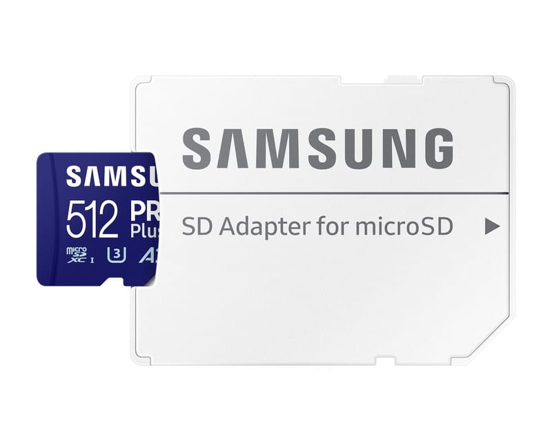 Карта памяти MicroSDXC 512GB UHS-I/U3 Class 10 Samsung Pro Plus + SD-адаптер (MB-MD512SA/EU)