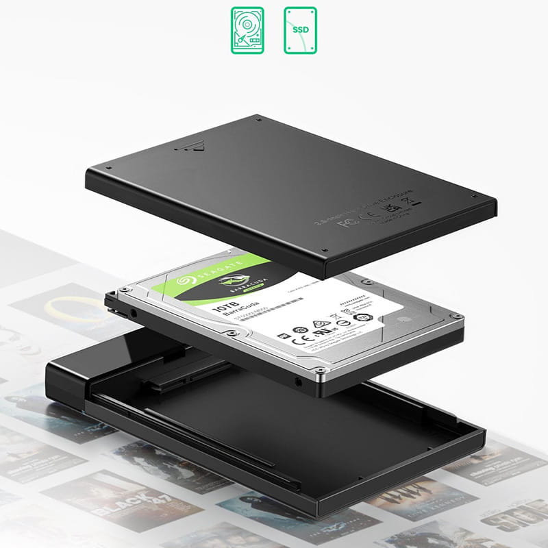 Внешний карман Ugreen для 2.5" HDD/SSD USB 3.1 US221 Black (50743)