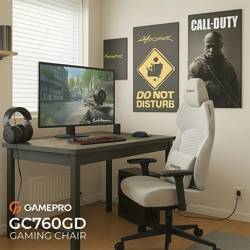 Крісло для геймерів GamePro GC760LG Fabric Light Gray