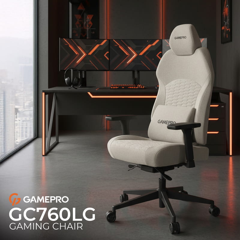 Крісло для геймерів GamePro GC760LG Fabric Light Gray
