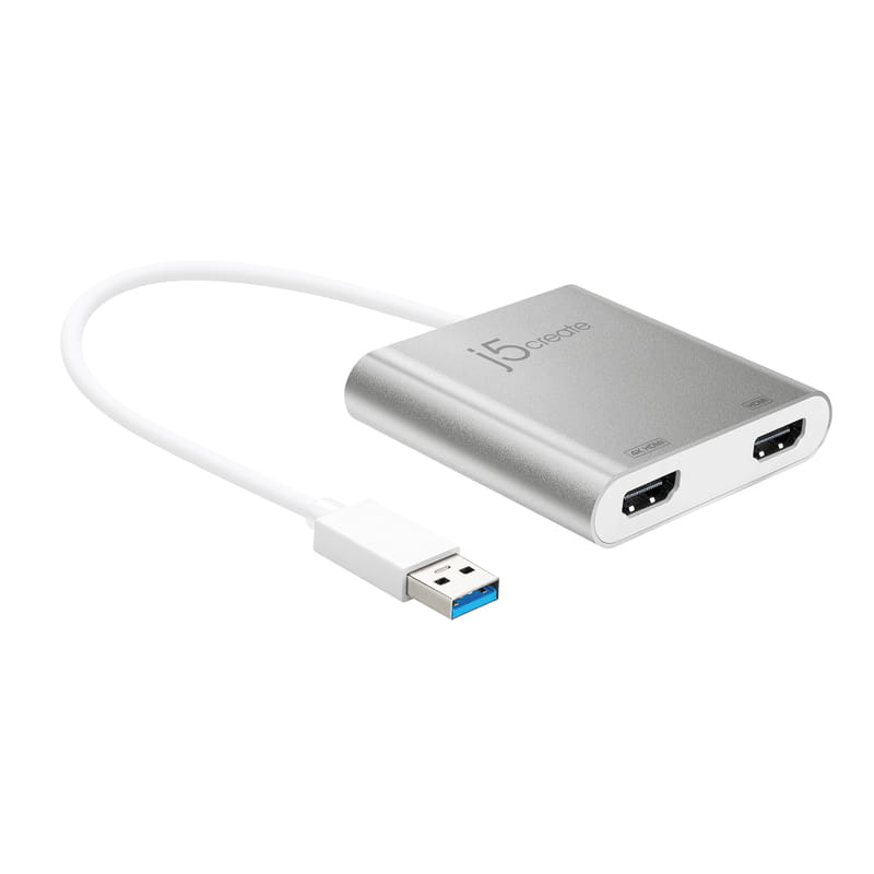 Адаптер J5create USB-A - 2 HDMI (M/F), Silver (JUA365-N)