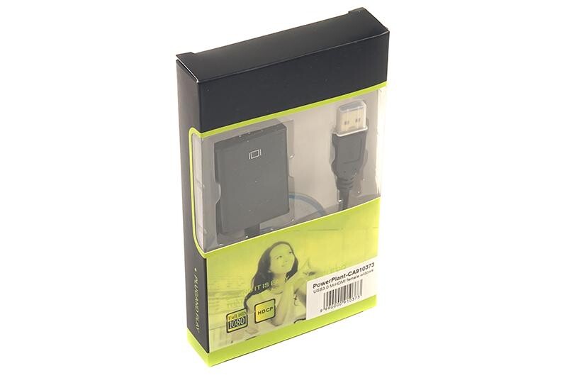 Адаптер PowerPlant (CA910373) USB 3.0(AM)-HDMI(FM), 0.15м, Black