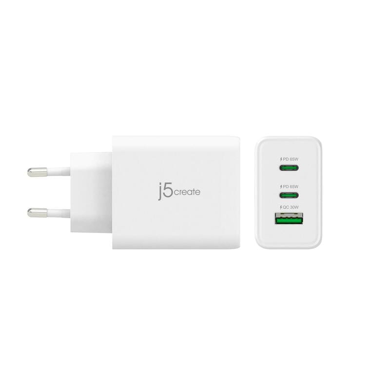 Мережевий зарядний пристрій J5create GaN USB-C 65W White (JUP3365E-EN)