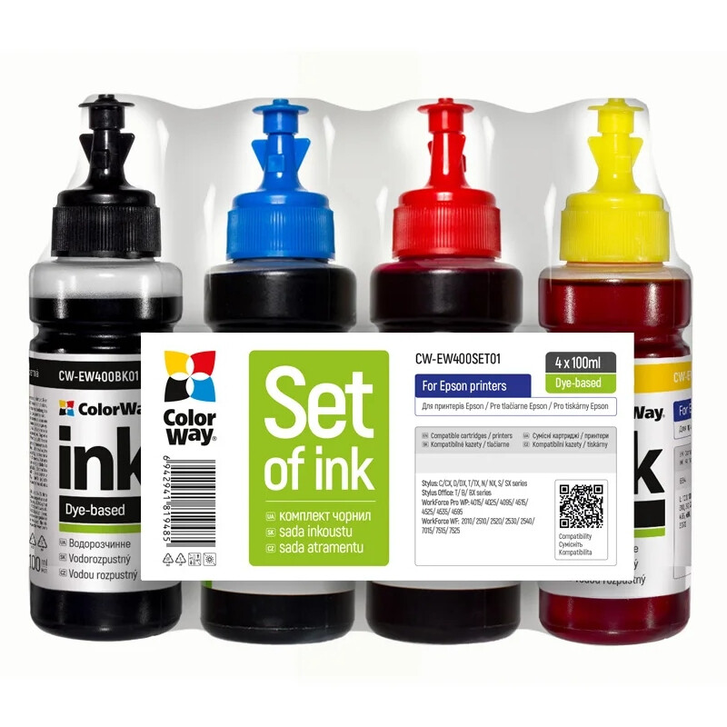 Комплект чорнил ColorWay для Epson T26/C91 BK/С/M/Y (ColorWay-EW400SET01) 4*100г