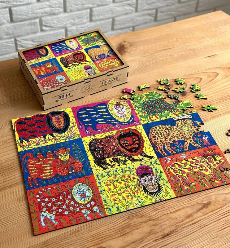 Пазл деревянный UkrainianPuzzles Звери Примаченко