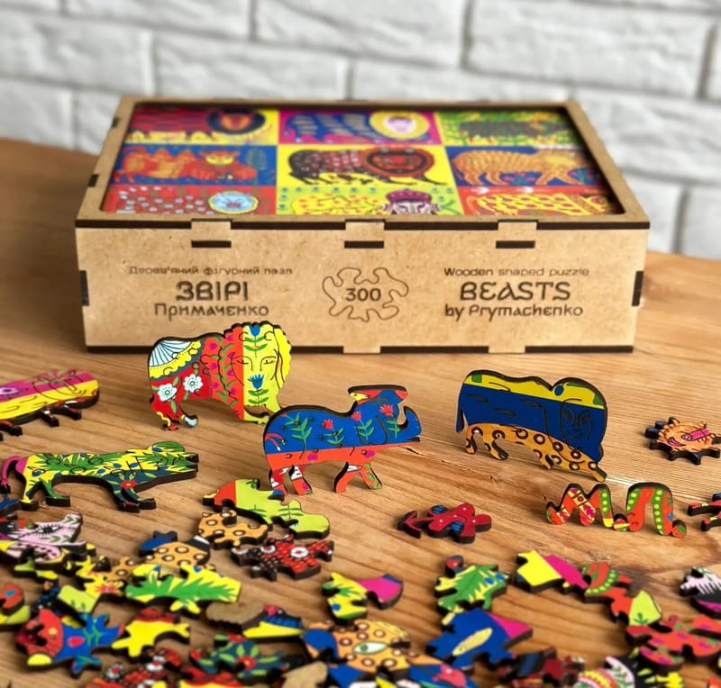 Пазл деревянный UkrainianPuzzles Звери Примаченко