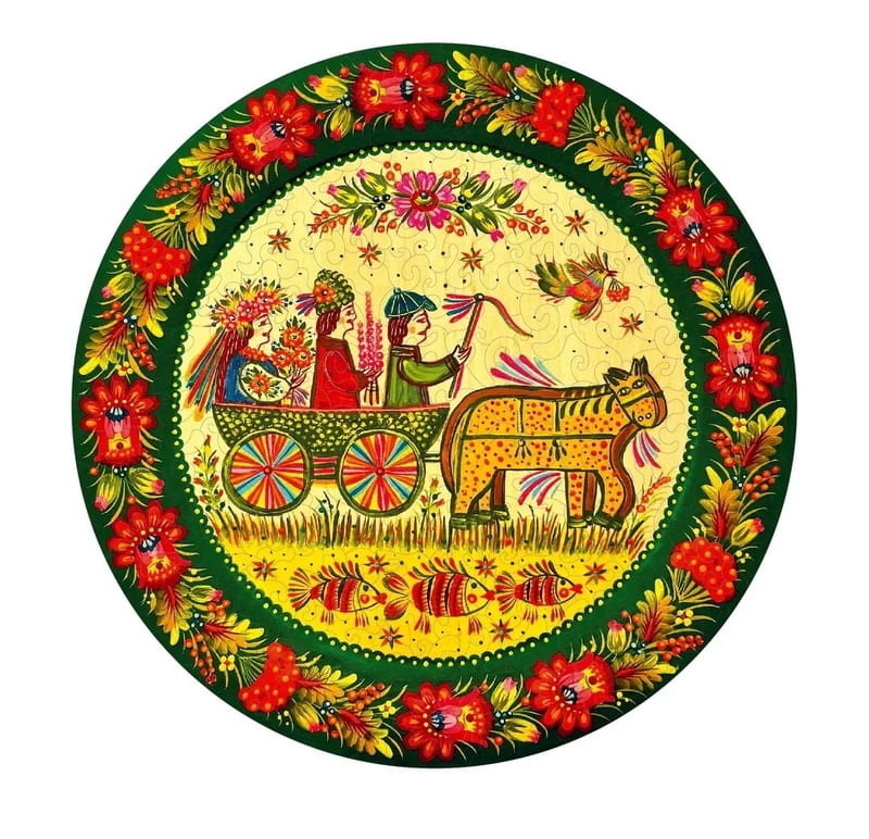 Пазл дерев`яний UkrainianPuzzles Петриківське весілля