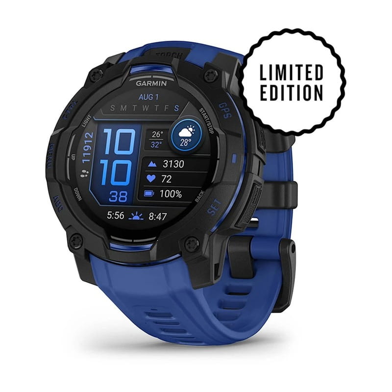 Смарт-часы Garmin Instinct 3 45mm AMOLED Black with Bolt Blue/Black Silicone (010-02936-43)