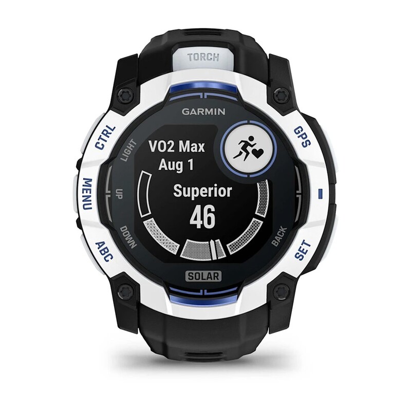 Смарт-годинник Garmin Instinct 3 50mm Solar Whitestone with Black/Bolt Blue Silicone (010-02935-43)