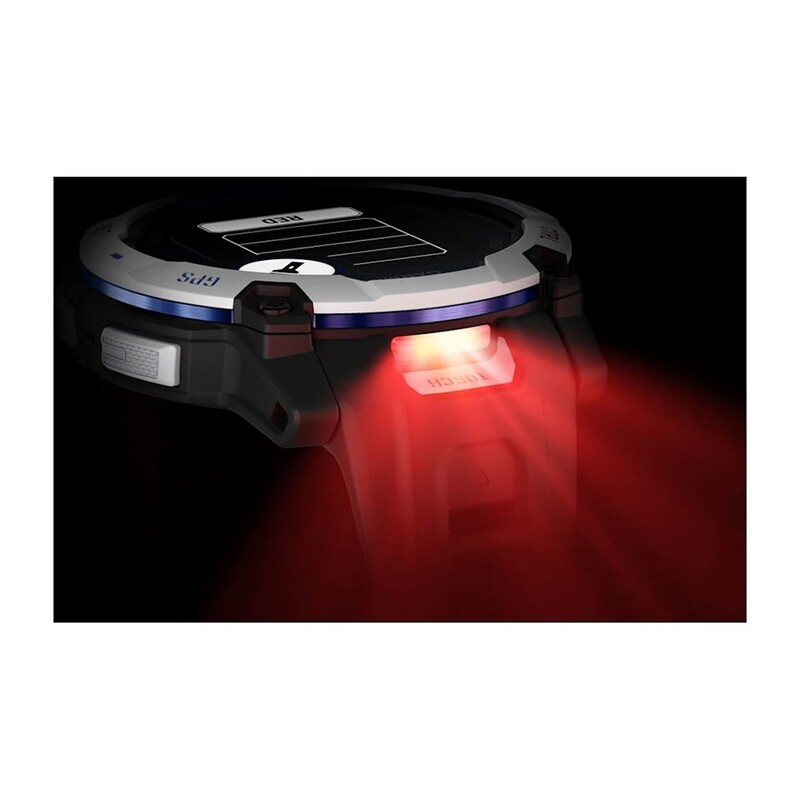 Смарт-годинник Garmin Instinct 3 50mm Solar Whitestone with Black/Bolt Blue Silicone (010-02935-43)