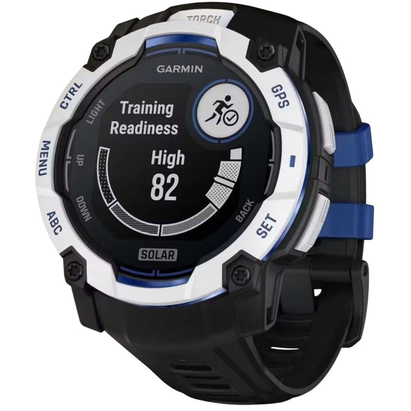 Смарт-годинник Garmin Instinct 3 50mm Solar Whitestone with Black/Bolt Blue Silicone (010-02935-43)