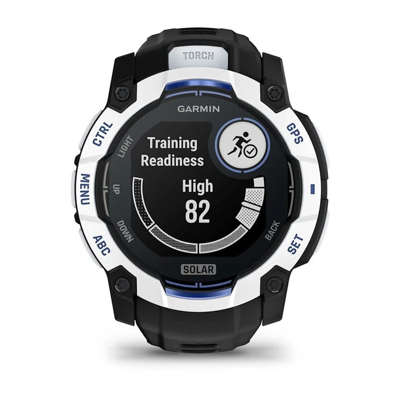 Смарт-часы Garmin Instinct 3 50mm Solar Whitestone with Black/Bolt Blue Silicone (010-02935-43)