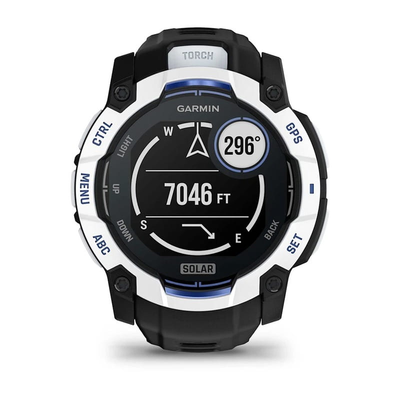 Смарт-часы Garmin Instinct 3 50mm Solar Whitestone with Black/Bolt Blue Silicone (010-02935-43)