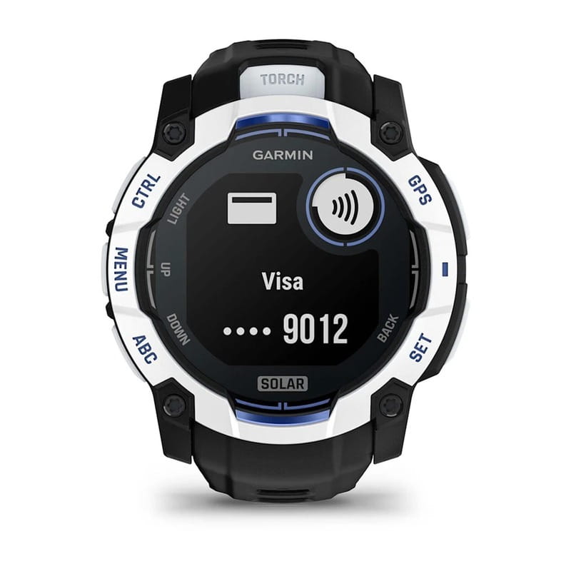 Смарт-часы Garmin Instinct 3 50mm Solar Whitestone with Black/Bolt Blue Silicone (010-02935-43)