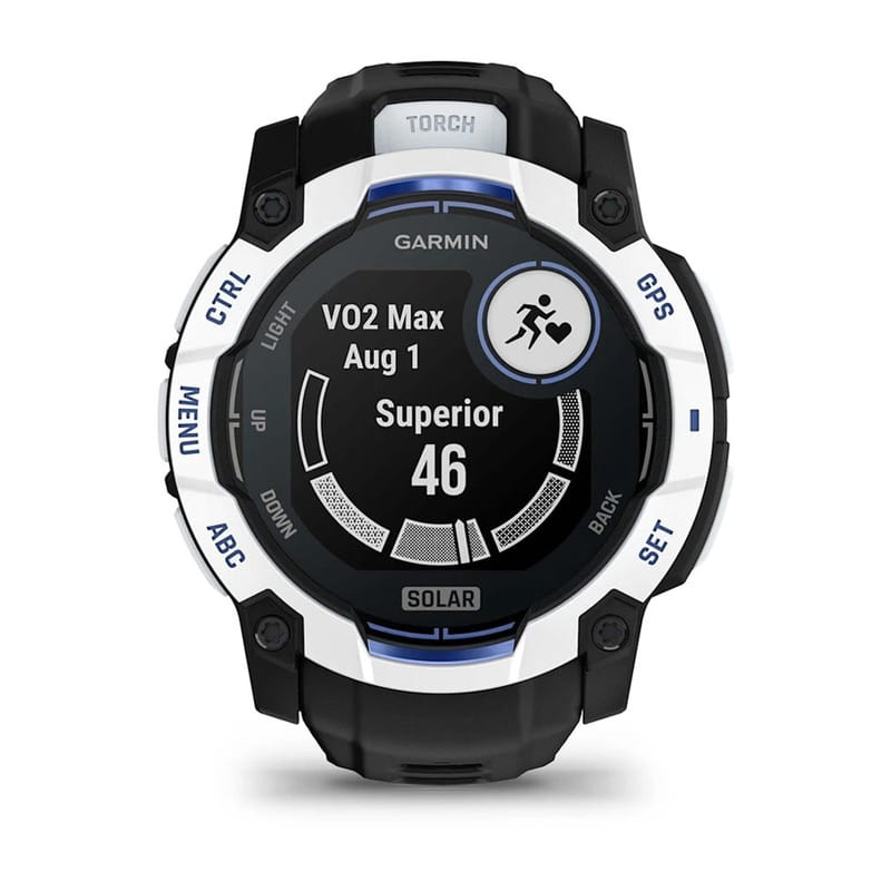 Смарт-часы Garmin Instinct 3 50mm Solar Whitestone with Black/Bolt Blue Silicone (010-02935-43)
