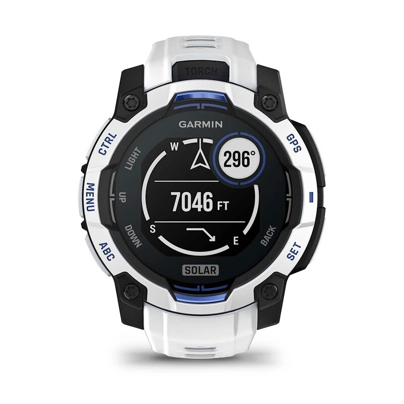 Смарт-годинник Garmin Instinct 3 45mm Solar Whitestone with Whitestone/Bolt Blue Silicone (010-02934-43)