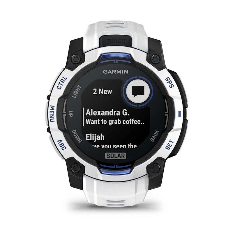 Смарт-годинник Garmin Instinct 3 45mm Solar Whitestone with Whitestone/Bolt Blue Silicone (010-02934-43)