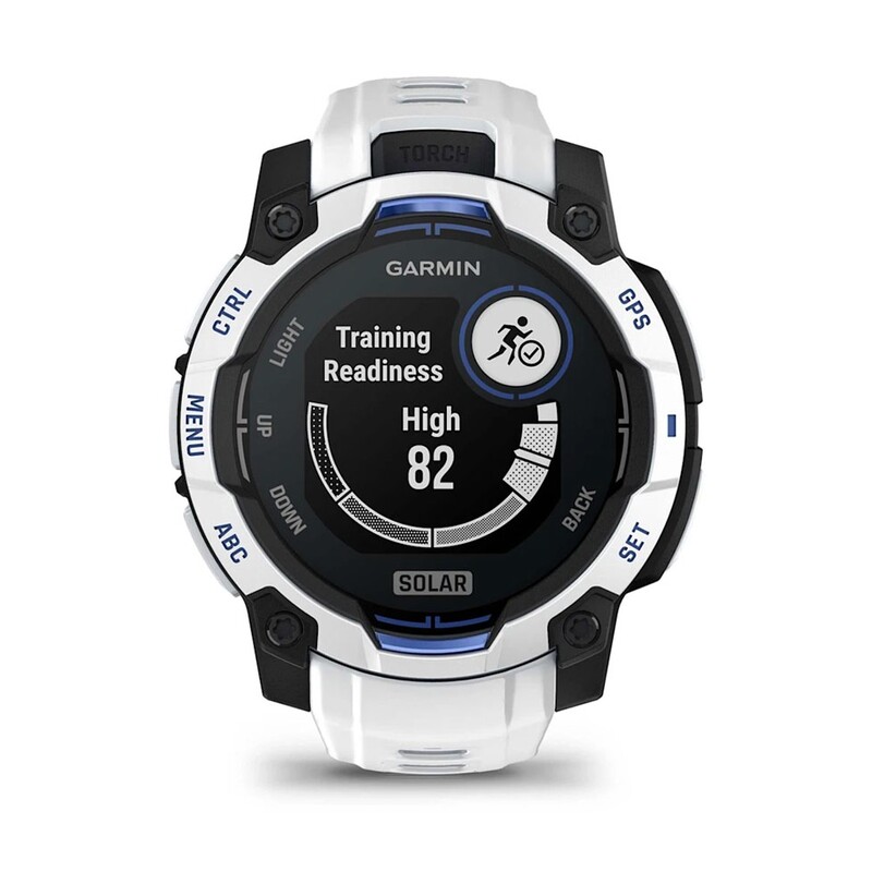Смарт-годинник Garmin Instinct 3 45mm Solar Whitestone with Whitestone/Bolt Blue Silicone (010-02934-43)