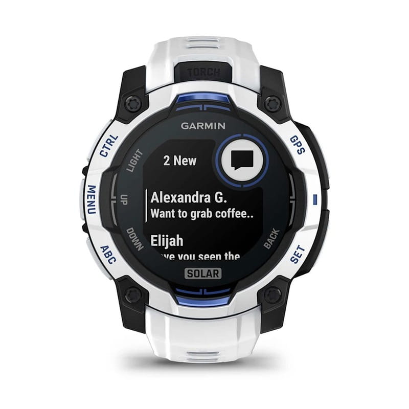 Смарт-часы Garmin Instinct 3 45mm Solar Whitestone with Whitestone/Bolt Blue Silicone (010-02934-43)