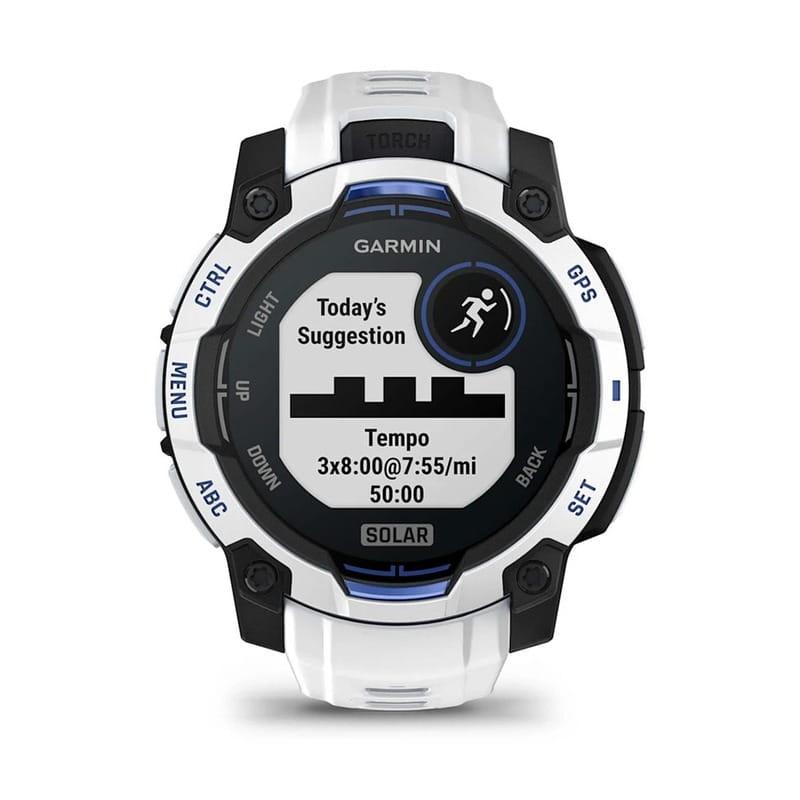 Смарт-часы Garmin Instinct 3 45mm Solar Whitestone with Whitestone/Bolt Blue Silicone (010-02934-43)
