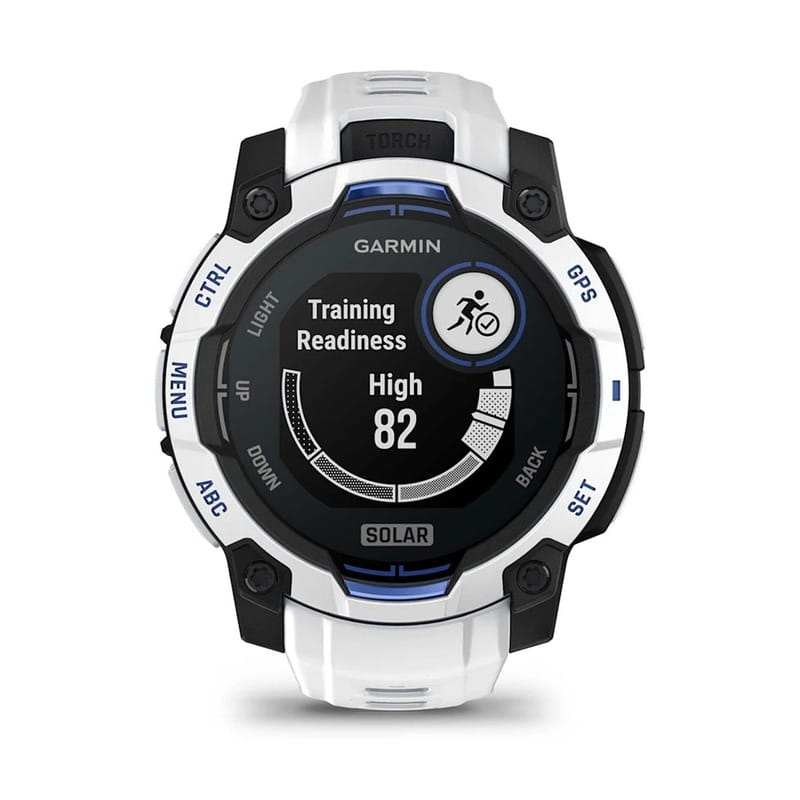 Смарт-часы Garmin Instinct 3 45mm Solar Whitestone with Whitestone/Bolt Blue Silicone (010-02934-43)
