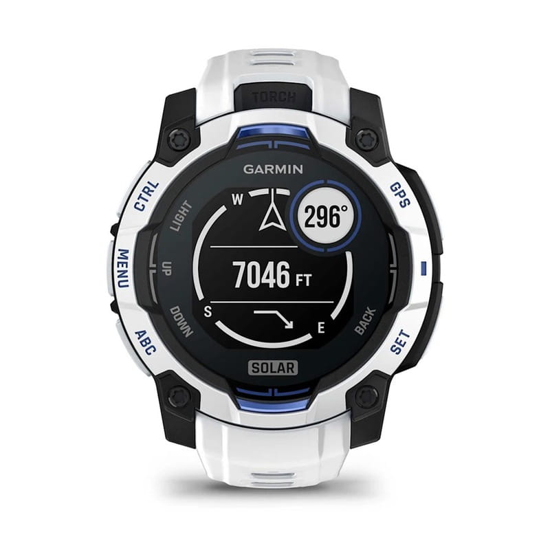 Смарт-часы Garmin Instinct 3 45mm Solar Whitestone with Whitestone/Bolt Blue Silicone (010-02934-43)