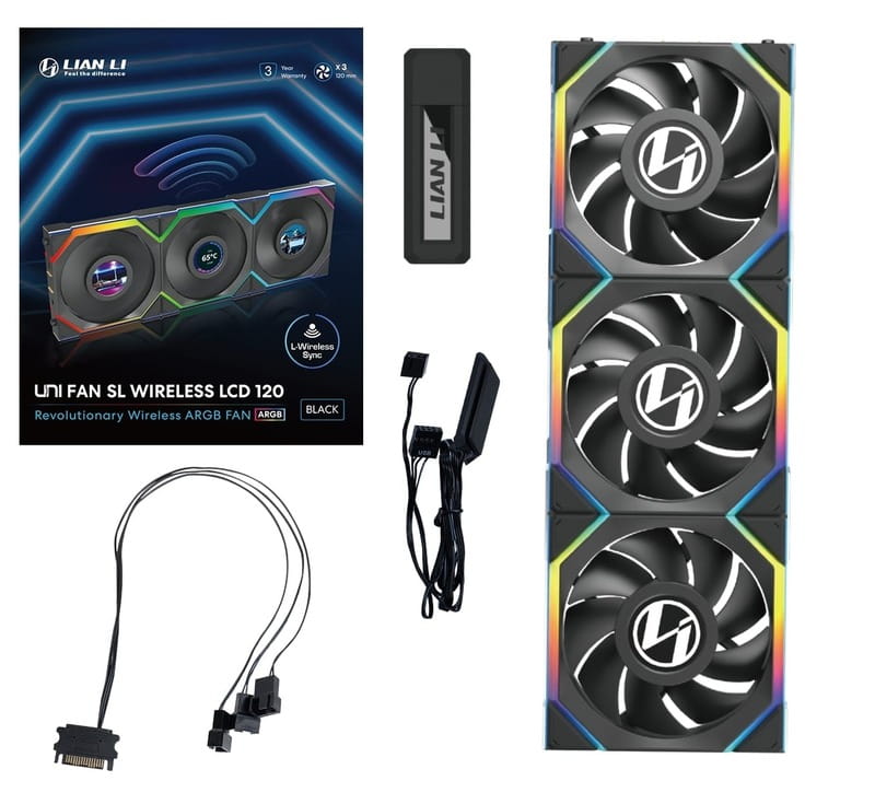 Вентилятор Lian Li Uni Fan SL Wireless LCD 120-3 Black (G99.12SLLCD1W3B.00)