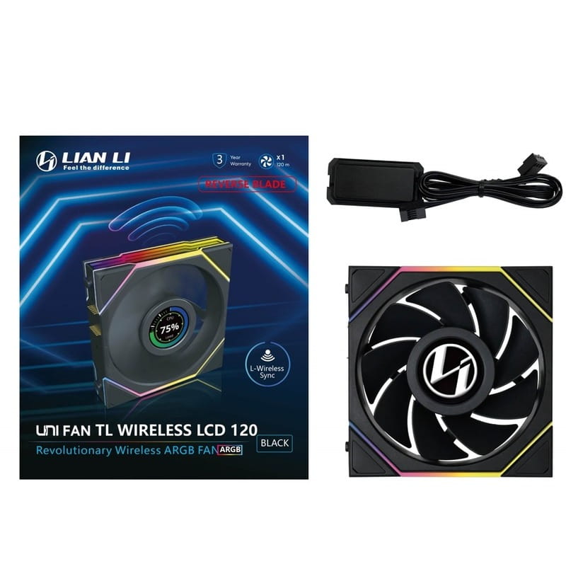 Вентилятор Lian Li Uni Fan TL Wireless LCD 120-1 Reverse Black (G99.12RTLLCD1W1B.00)