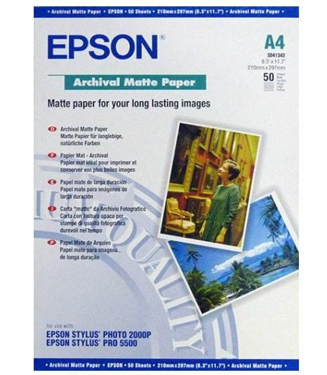 Фотопапiр EPSON Archival Matte Paper матовий 192г/м2 А4 50арк. (C13S041342)