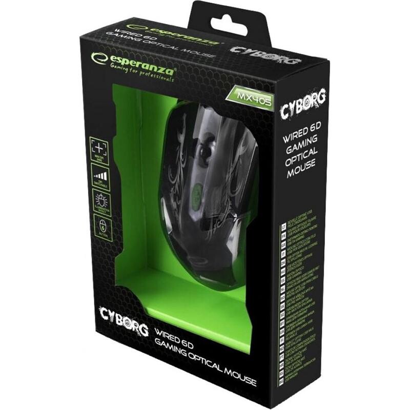 Мышь Esperanza MX405 Cyborg (EGM405) Black/Green USB