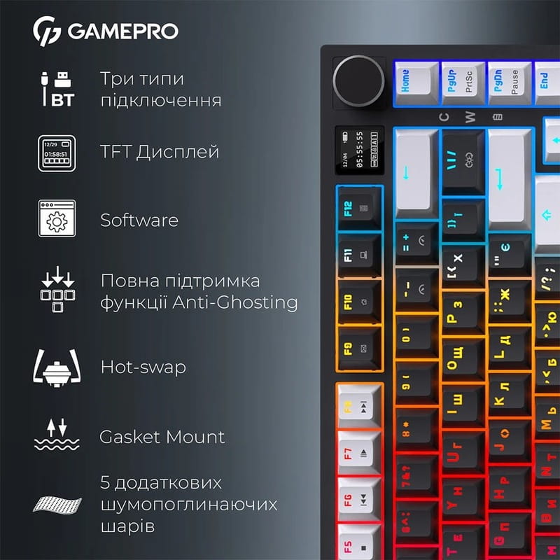 Клавиатура беспроводная GamePro Asgard Valhalla Pro Black (MK160B-D-Pro)