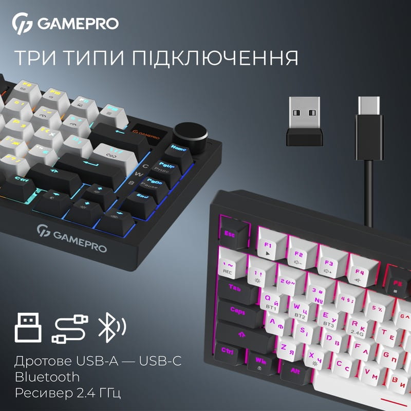 Клавіатура бездротова GamePro Asgard Valhalla Pro White (MK160W-D-Pro)