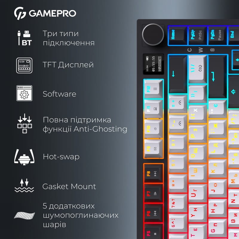 Клавіатура бездротова GamePro Asgard Valhalla Pro White (MK160W-D-Pro)