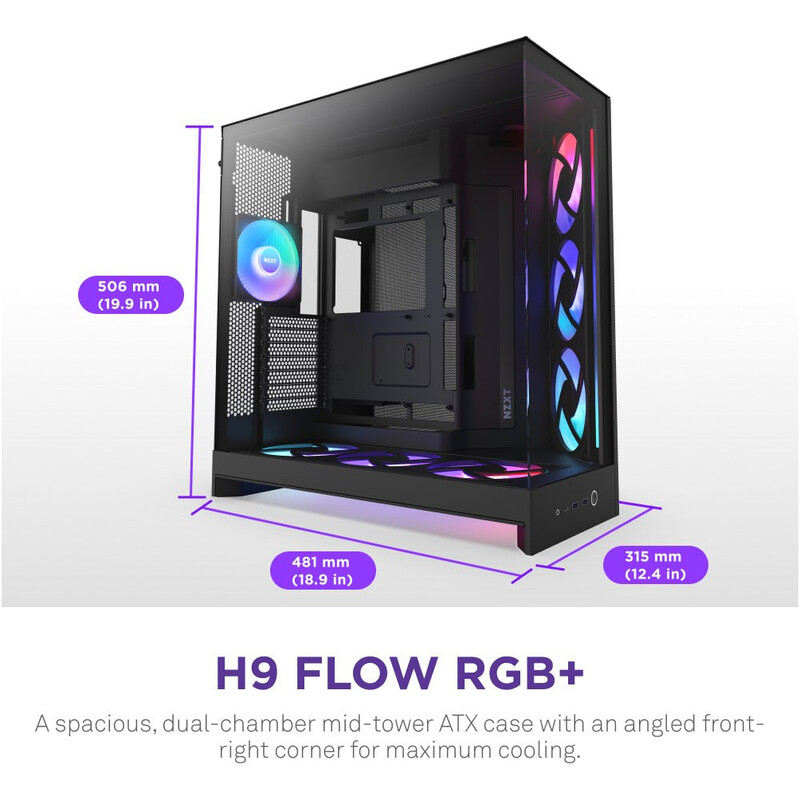 Корпус NZXT H9 Flow RGB+ Black (CM-H92FB-P1)