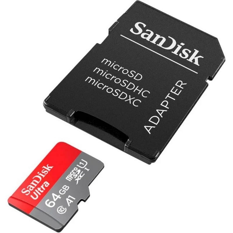 Карта памяти MicroSDXC 64GB UHS-I U1 R140 SanDisk Ultra + SD-адаптер (SDSQUAB-064G-GN6IA)